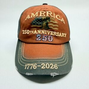 America 250th Anniversary Hat 1776-2026 USA Liberty Bell Distressed Cap Orange